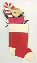 Vintage Christmas Gift Tag Large Topper Die Cut 9&quot; Stocking Angel Foil P... - $14.00