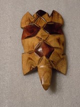 Treated Hand Carved Glazed Finish Wood Turtle Knick Knack Decor - £11.67 GBP
