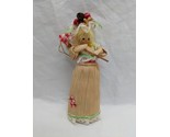 Vintage Holiday Corn Husk Girl Holding A Bucket Ornament 7&quot; - £21.91 GBP