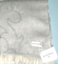 Sferra Lassia Decorative Linen Throw Grey Lightweight Fringed 59x71" Italy New - $89.90