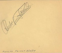 Rudolf Friml Composer D. 1972 Signed 1939 Album Page JSA COA - $79.19