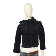 Burberry Black Quilted velour Cropped short Hooded Jacket Size M - $78.21