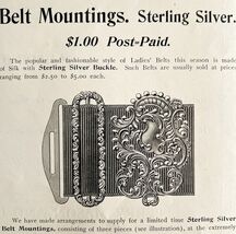 Sterling Silver Belt Mounting 1894 Advertisement Victorian Accessory ADB... - $14.01 CAD