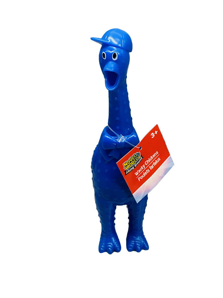 Rubber Chicken Toy - Squeaky fun screaming 12.5 inch tall - Unique Blue Design