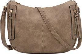Leather Two Front Zipper Pocket Crossbody Bag - £46.93 GBP