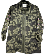 JADE &amp; IVORY Camo Floral Embroidered Sleeves Full-Zip Jacket shacket wom... - $405.83 MXN