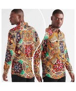 Reason casual button down mens sz M funky retro animal print Cheetah - $54.43 CAD