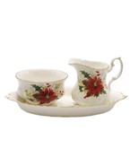 Royal Albert Poinsettia Creamer and Sugar Bowl with Tray VTG 3 Piece Set - $59.99