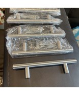 Set Of 5 round brushed nickel cabinet &amp; drawer handles pulls - $151.27 MXN