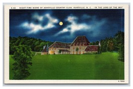 Asheville Country Club Night View Asheville NC UNP Linen Postcard R25 - £2.82 GBP