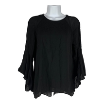 Zara Women&#39;s Black Crew Neck Long Bell Sleeved Blouse Size Small - £27.95 GBP