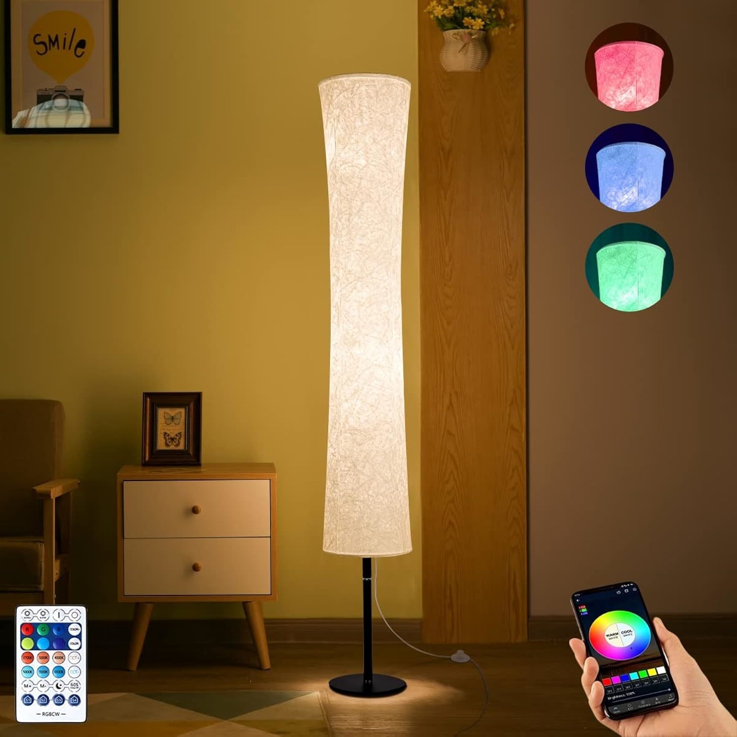 Floor Lamp,Rgbcw 2700K-6500K,App & Remote&Smart Voice Control, 2 X 60W Equivalen