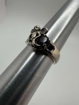 Vintage Gold Over Sterling Amethyst Angel Ring Size 4.25 - £26.28 GBP