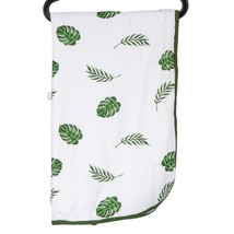 Masek Baby Leaves Quilt Blanket White Green 45&quot; x 45&quot; Cotton Muslin Leaf... - £28.27 GBP