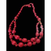 Beautiful double stranded beaded red necklace - £18.57 GBP