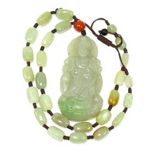 3&quot;Nature Certified Nature Hetian Nephrite Jade Auspicious Guanyin Hand Carved - £375.25 GBP