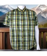 Prana Short Sleeve Plaid Shirt Mens L Textured Green Cotton Blend Athlet... - €13,17 EUR