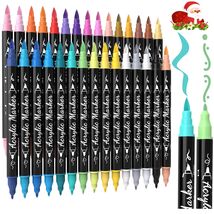 30 Colors Dual Tip Acrylic Paint Markers - Waterproof &amp; Versatile for DI... - $24.70