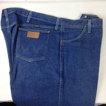 Wrangler 13MWZPW Blue Jeans Mens Tag Size 46x34  Heavy Starched - $16.99