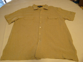 Polo by Ralph Lauren Men&#39;s short sleeve button up shirt khaki tan L cotton EUC@ - £20.23 GBP