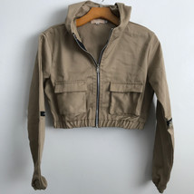 Viva Jacket M Twill Crop Hood Full Zip Long Sleeve Bolero Cargo Pockets - £14.73 GBP