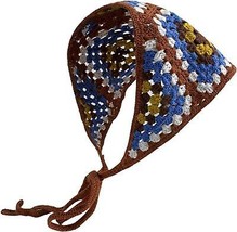 Crochet Bandana Head Kerchief Knitted Hair Scarf Boho Vintage Headbands Triangle - £19.59 GBP