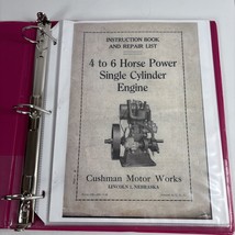 Cushman 4 to 6 HP Single Cyl Upright Gas Engine Instruction &amp; parts Manual - $12.46