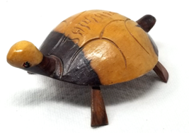 Two Tone Wood Turtle Tortoise Figurine Handmade Stained Jamaica Small Vintage - £15.11 GBP