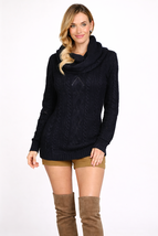 M-Rena Cable Knit Tunic Sweater W/ Detachable Cowl Neck - $25.00