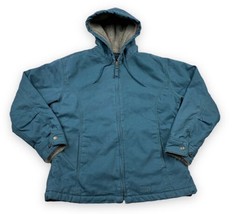 Lakin &amp; McKey By Key Women Washed Teal Duck Sherpa Lined Hooded Jacket Sz S - £23.01 GBP