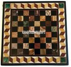 Designer Marble Coffee Chess Playing Table Top Mosaic Inlay Outdoor Decor H3933 - £409.27 GBP+
