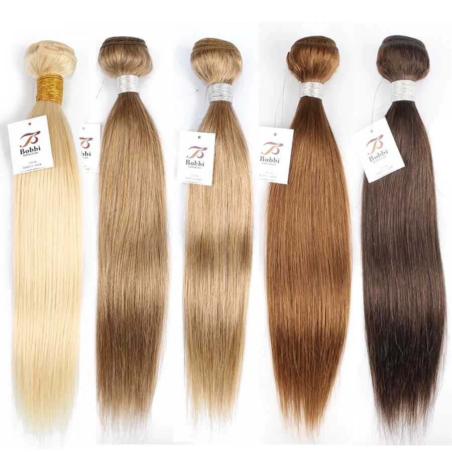 1 Piece Color #8 #27 #4 Brown Pure Color Remy Human Hair Bundles Extension - £15.89 GBP+