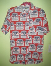 TIPSY ELVES Budweiser Beer Short Sleeve Button Up Men's Shirt Size Large - $35.00