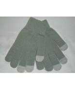 Unisex Womens Light Gray Knit Conductive Fibers Gloves Touch Smart Phone - £12.67 GBP