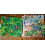 Vintage Jungle Safari Animals Adventures Lion Elephant 2 Fabric remnants... - $64.68 MXN
