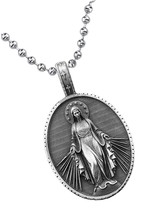 Celtic Cross Virgin Mary Necklace For Women Ancient Tin Ball - £40.21 GBP