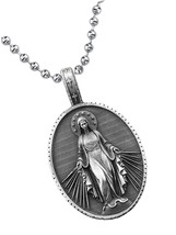 Celtic Cross Virgin Mary Necklace For Women Ancient Tin Ball - $51.19