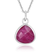 Elegant Waterdrops Faceted Red Ruby Sterling Silver Pendant Necklace - £12.48 GBP