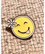 Smile Happy Face Lapel Pin Daisy Flower &amp; Tounge Out 1 Inch - $8.00