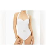 Lilly Pulitzer White Jyn One Piece Swimsuit Halter SZ 16 NEW - $3,061.54 MXN