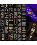 32 Sheets Glow in The Dark Temporary Tattoos 180 Styles Aldult Kid Fluor... - £25.91 GBP