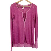 Free People Women XS Affogato Hacci Henley Top Linen Summer Boho Barbiecore - $29.69