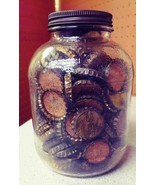 Old Jar filled with 170 Blank Cork Lined Bottle Caps - $35.00