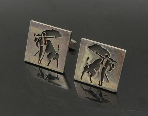 Primary image for MARGARITA MEXICO 925 Silver - Vintage Bull Fighter Motif Cufflinks - TR3149