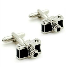 CAMERA CUFFLINKS Photographer Photography Photo Black Enamel Wedding w G... - $11.95
