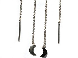 Sterling Silver  Crescent Moon Dangle Ear Thread Earring - £19.47 GBP