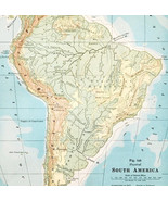 1920 Map South America Physical Brazil Chile Argentina Andes Mountains DWQ4 - €26,14 EUR