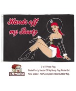 Pirate Pin-Up Girl Hands Off My Booty Flag 3x5 ft  Flag - new, sealed - £7.82 GBP
