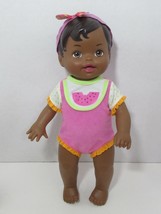 Fisher Price Little Mommy Baby Doll AA pink watermelon outfit headband b... - $12.86
