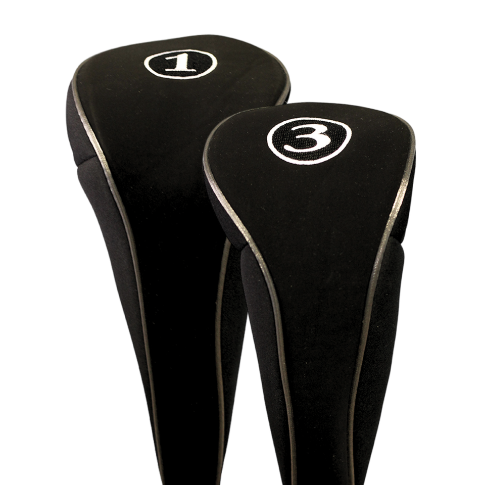 COMPLETE # 1 3 WOODS NEW SET HEAD COVERS GOLF CLUB DRIVERS BLACK FULL HE... - $15.81